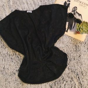Vintage / 80s Black Satin Lace Cami